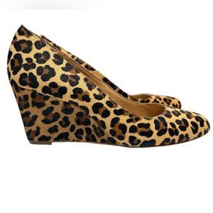 J. Crew Sylvia Calf Hair Leopard Print Wedges Cheetah Print Wedged Heels Size 7